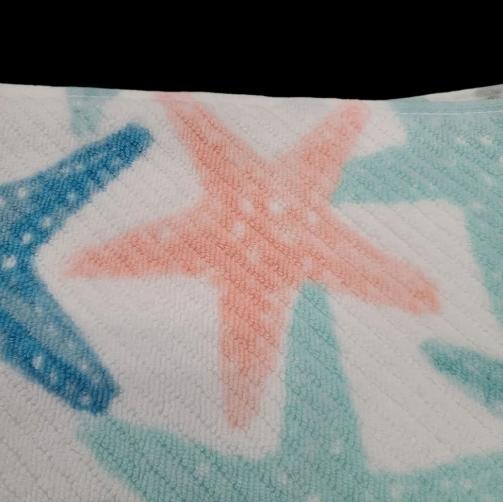 6pc Resort Collection Coastal Starfish Bath & Hand TOWEL Set 100% Cotton New